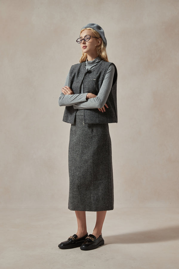 Naomi 3pcs Wool Set (Vest, Turtleneck, Skirt)