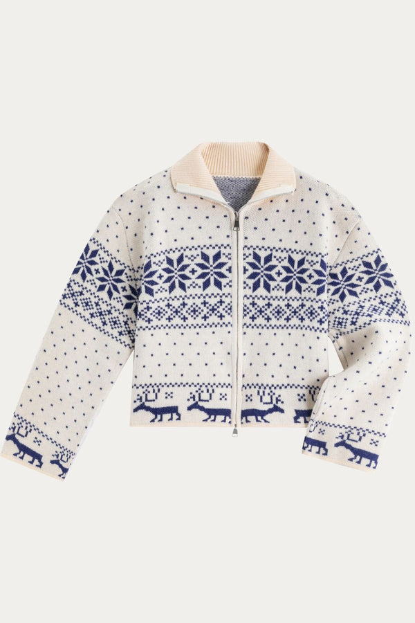 Fair Isle Zipper Up Sweater