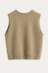 Minimalist Black Sleeveless Knit Sweater Vest with Side Button Detail