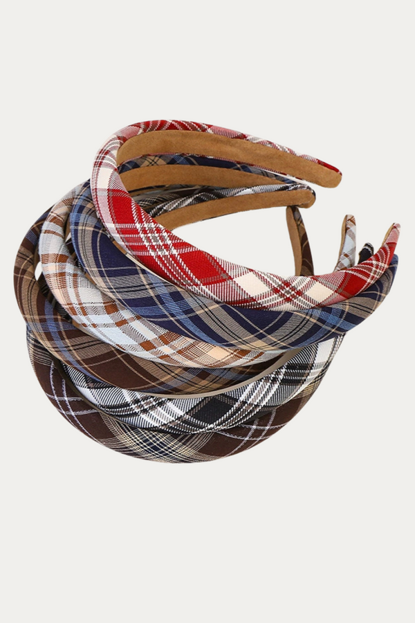 Navy Blue Plaid Headband