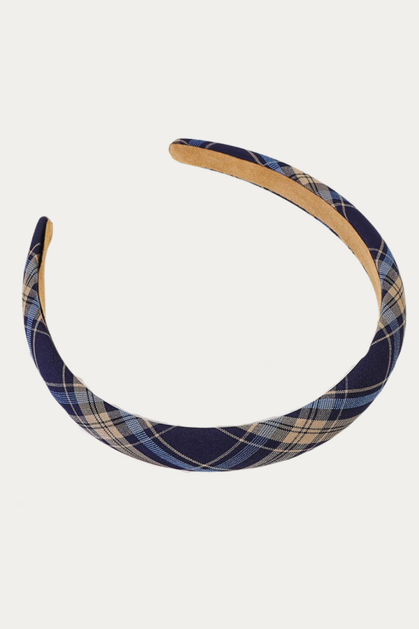 Navy Blue Plaid Headband