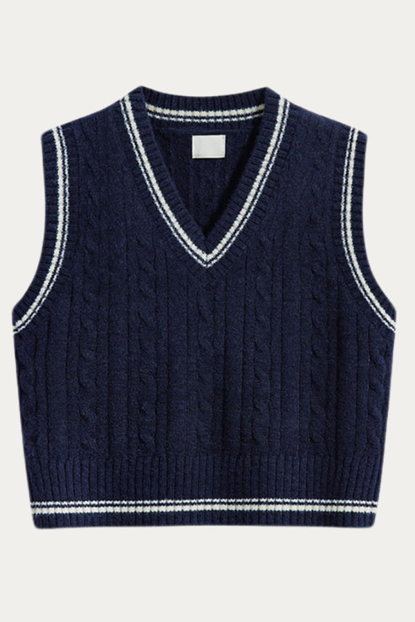 Sylvie Navy Cable Knit Sweater Vest
