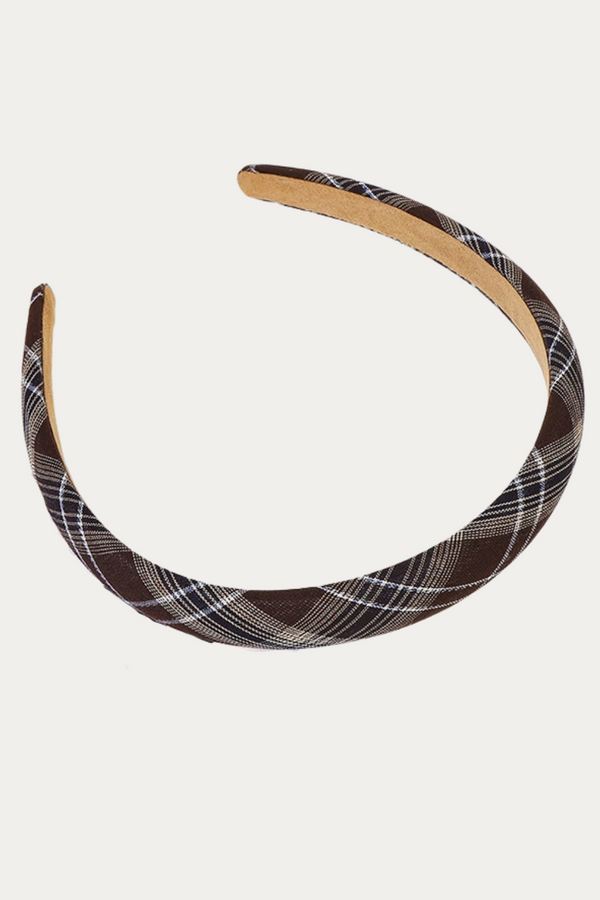 Navy Blue Plaid Headband