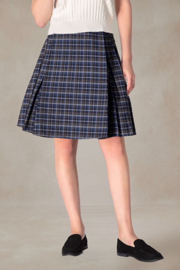 Nigel Navy Blue Plaid Skirt