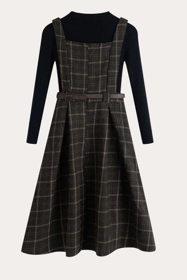 Tessa Vintage Green Plaid Dress