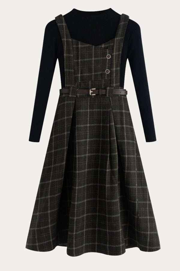 Tessa Vintage Green Plaid Dress
