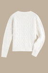 Jane Vintage Crew Neck White Cable Knit Sweater