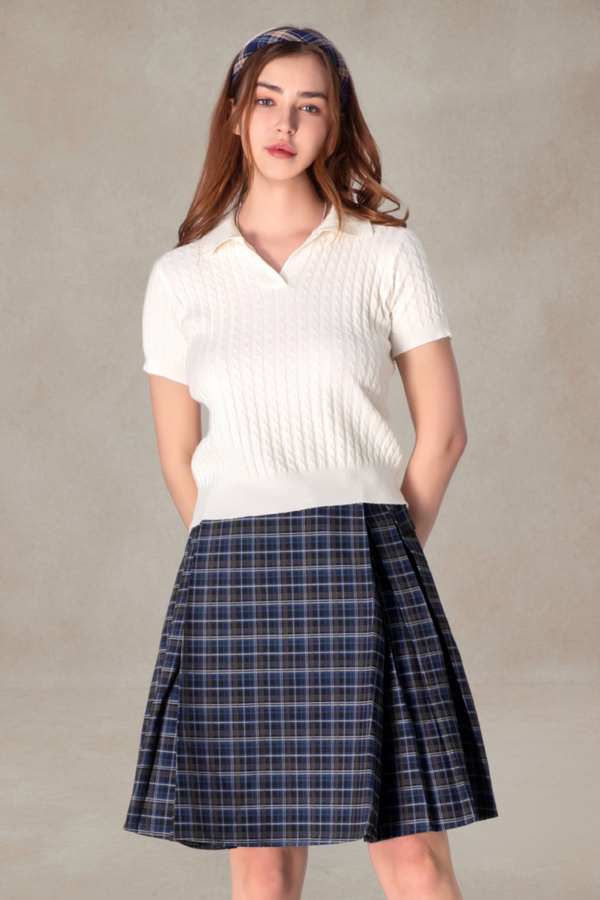 Armed Cable Knit Polo Shirt