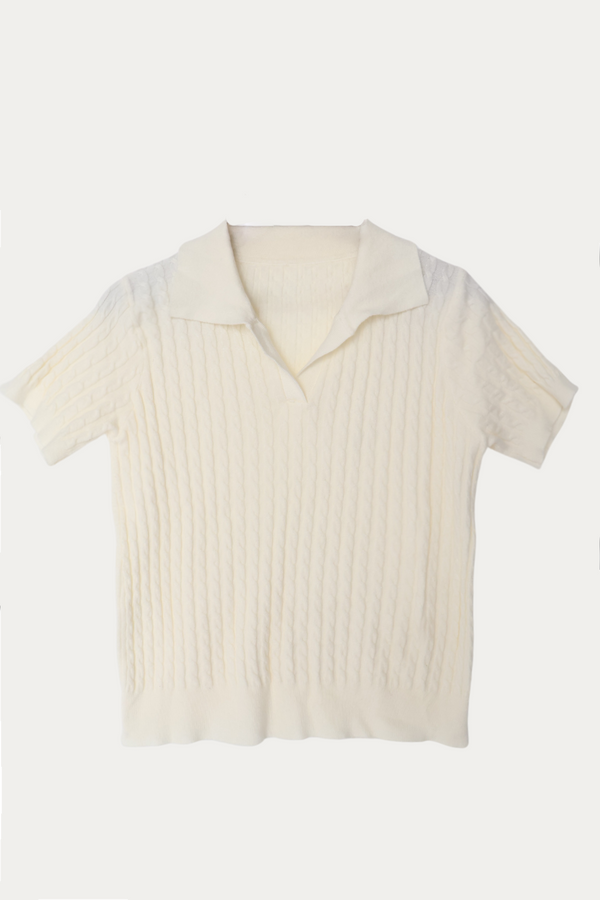 Armed Cable Knit Polo Shirt