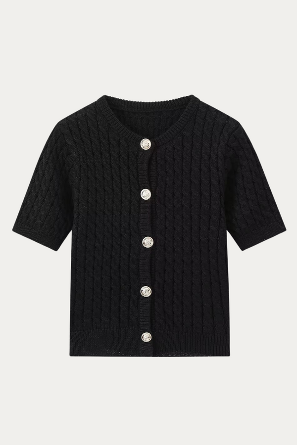 Andrew Cable Knit Short Sleeve Cardigan