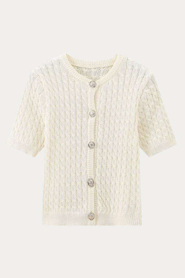 Andrew Cable Knit Short Sleeve Cardigan
