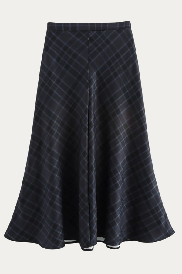Jacqueline Navy Plaid Skirt
