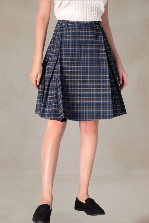 Nigel Navy Blue Plaid Skirt