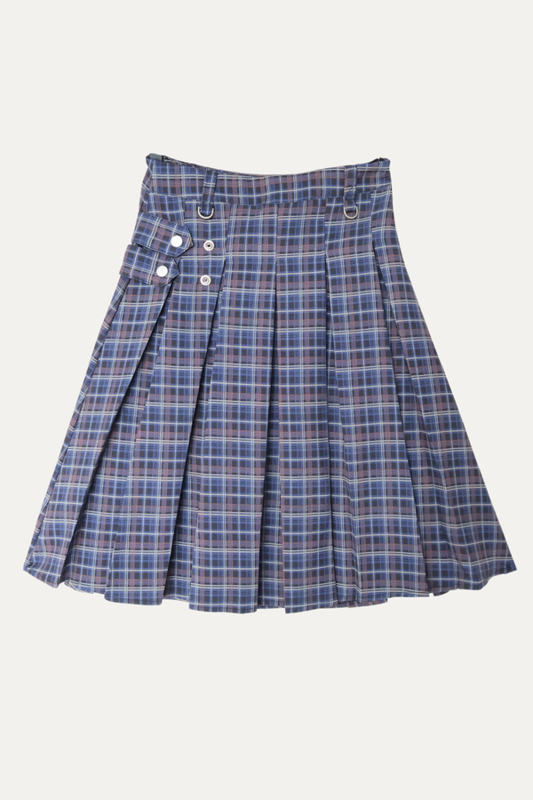 Nigel Navy Blue Plaid Skirt