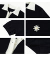 Xaviera Navy Polo Knit Tops