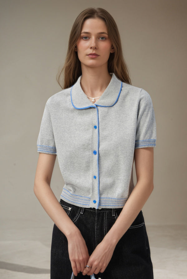 Geraldine Perter Pan Collar Knit Cardigan
