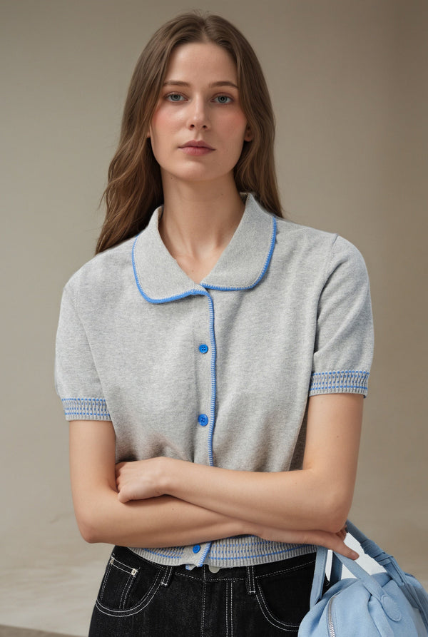 Geraldine Perter Pan Collar Knit Cardigan