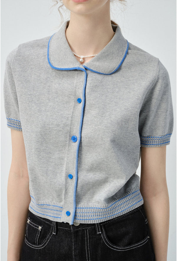Geraldine Perter Pan Collar Knit Cardigan