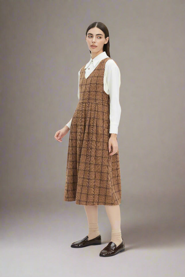 Rebekah Plaid Brown Dress