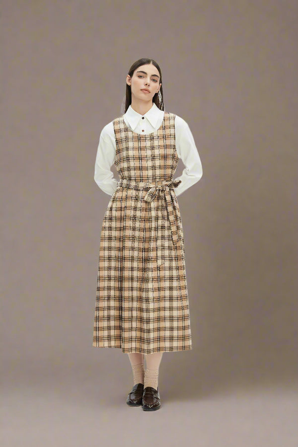 Geneva Plaid Drop Waist Dress