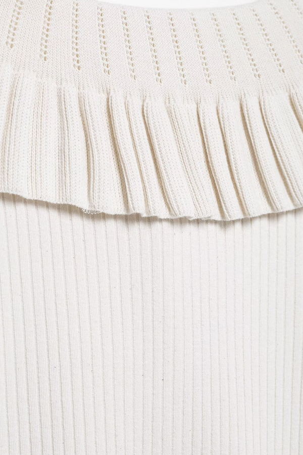 Elaine White Knit Top Long Sleeve