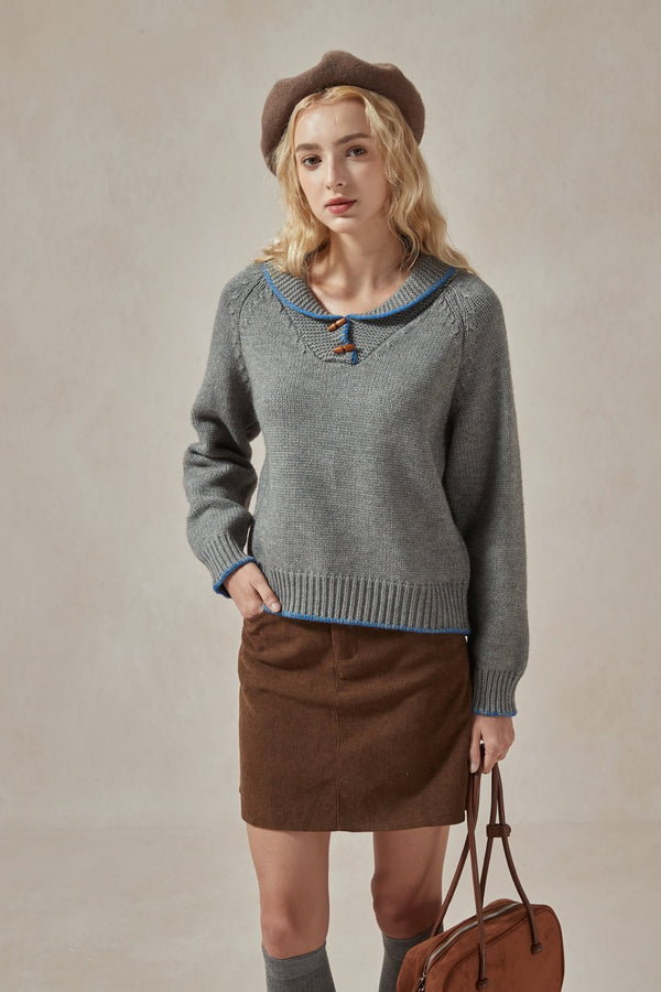 Ada Toggle Button Sweater - DAStyle