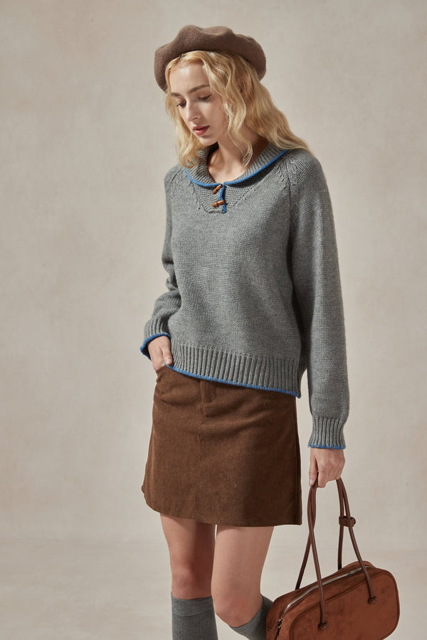 Ada Toggle Button Sweater - DAStyle