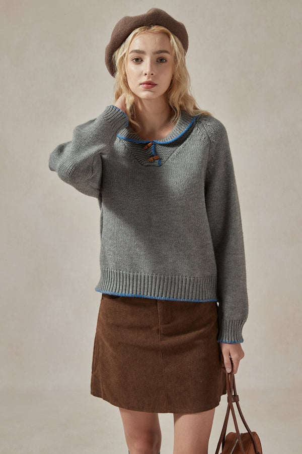 Ada Toggle Button Sweater - DAStyle