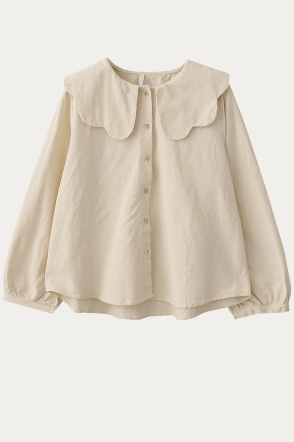 Adelaide White Peter Pan Collar Shirt - DAStyle