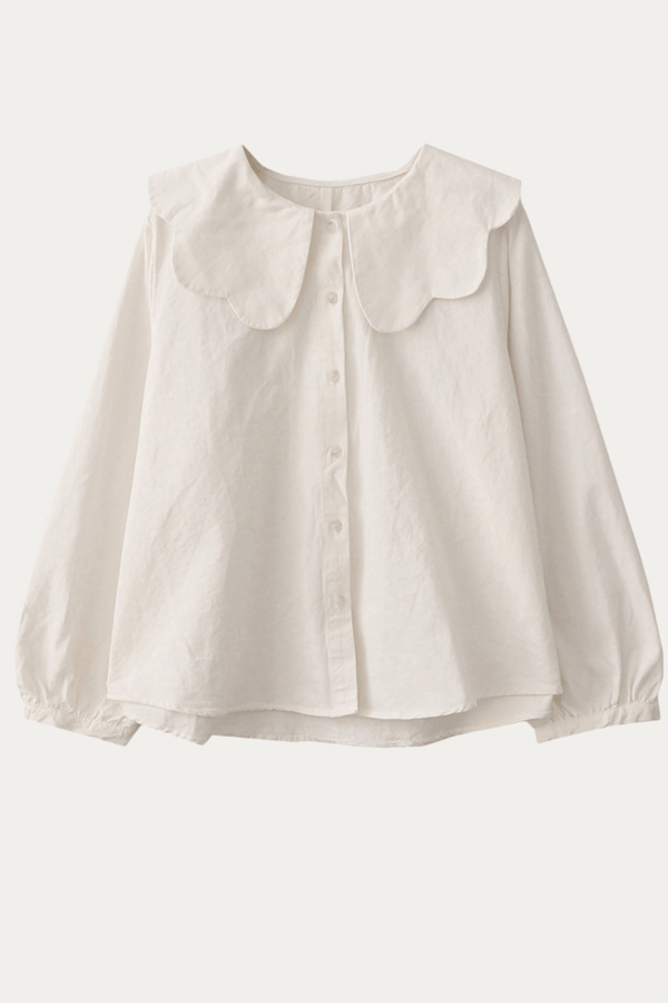 Adelaide White Peter Pan Collar Shirt - DAStyle