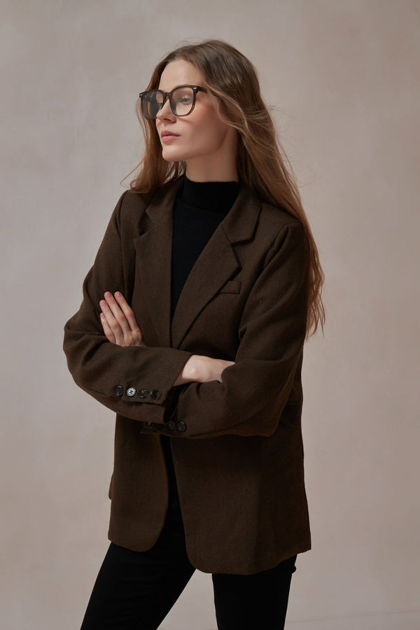 Anastasia Brown Tweed Blazer - DAStyle