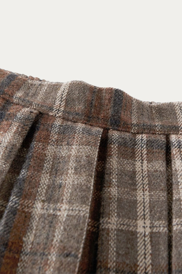 Angelina Plaid Pleated Midi Skirt - DAStyle