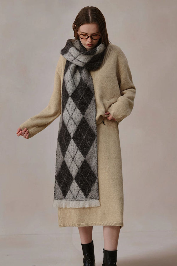 Knit Argyle Scarf