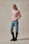 Barbara Light Pink Cable Knit Sweater - DAStyle