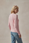 Barbara Light Pink Cable Knit Sweater - DAStyle