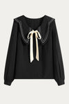Mazarine Black Blouse with Bow