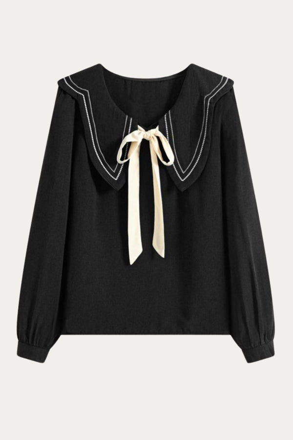 Mazarine Black Blouse with Bow