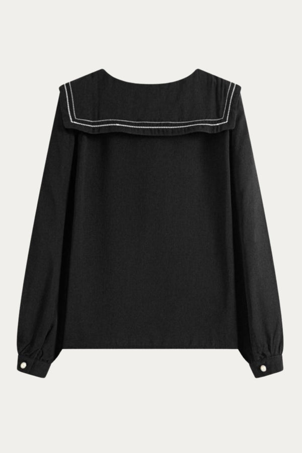 Mazarine Black Blouse with Bow