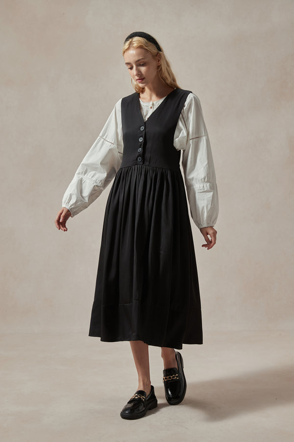 Eliana Black Pinafore Dress