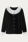 Meliora Black Velvet Blouse with Lace