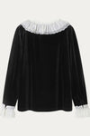 Meliora Black Velvet Blouse with Lace