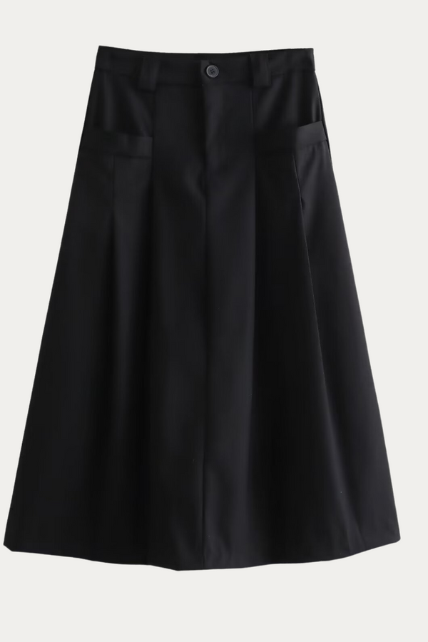 Renata Black Pleated Skirt Knee Length