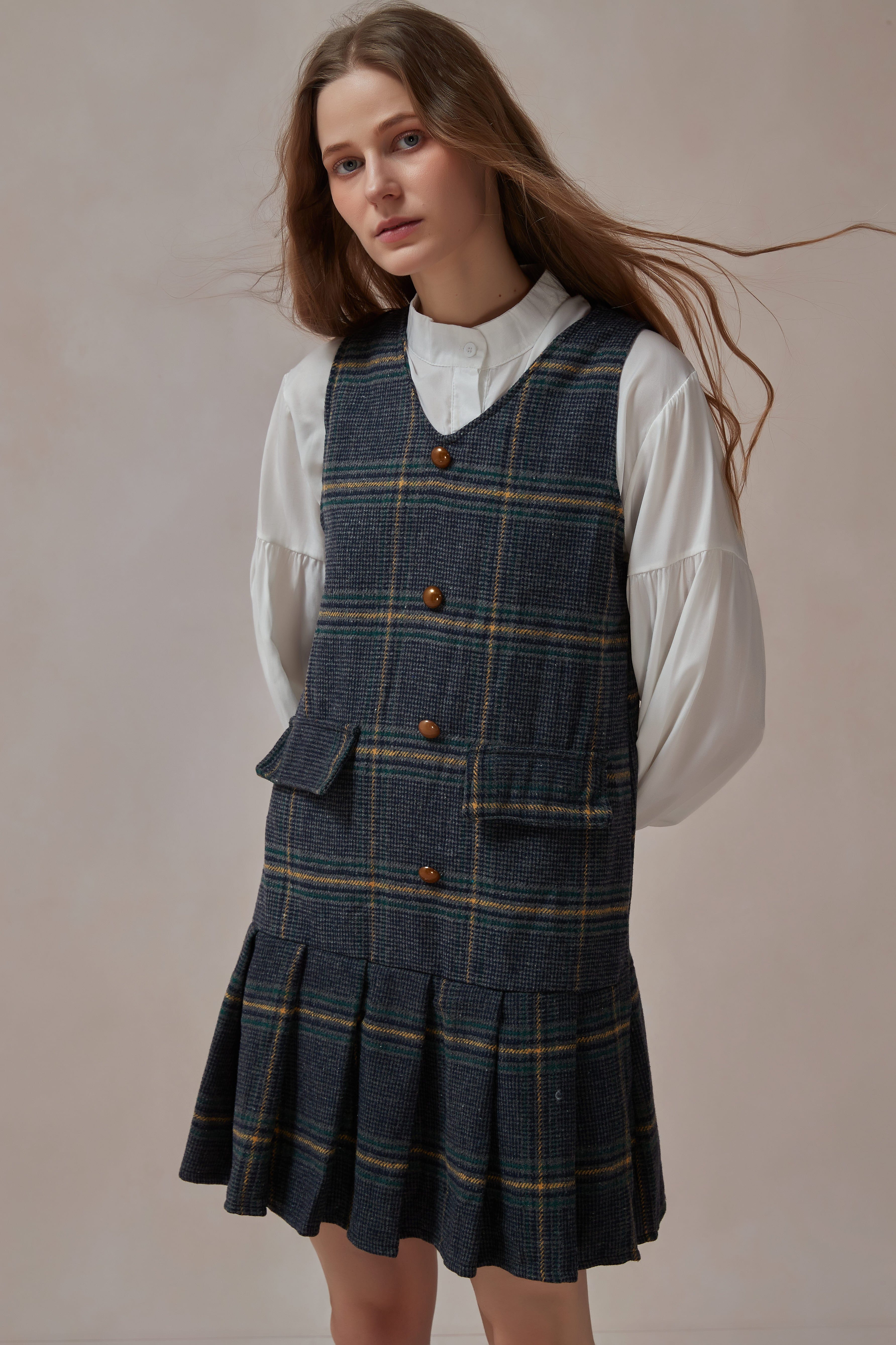 Genevieve Blue Plaid Dress, XL