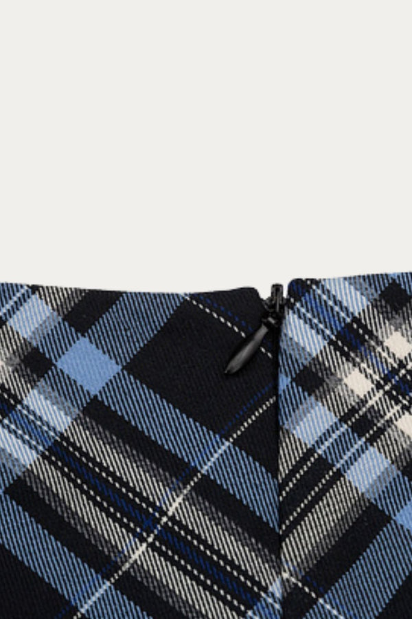Evadne Blue Plaid Mini Skirt