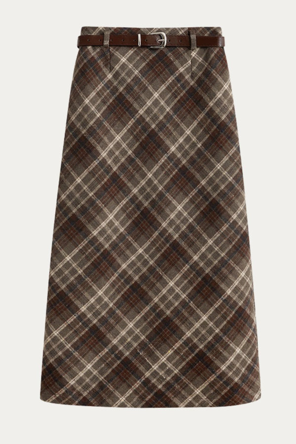 Ferelith Brown Plaid Midi Skirt