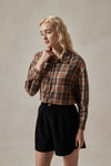 Orange and Brown Plaid Shirt