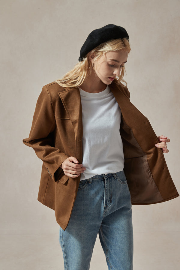 Hermione Brown Suede Blazer