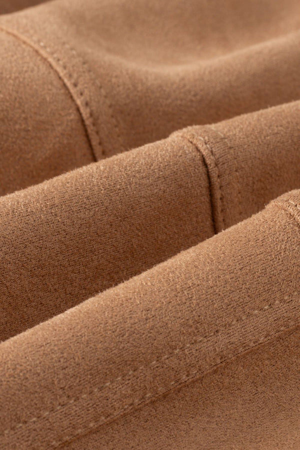 Harper Light Brown Faux Suede Jacket with Golden Buttons