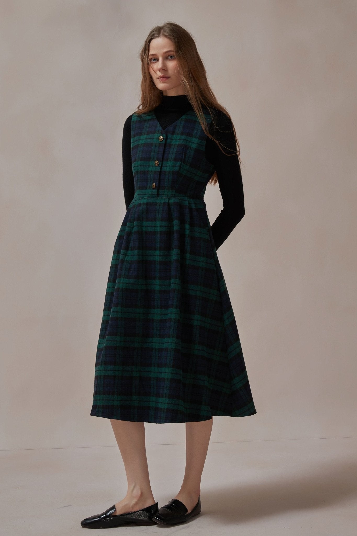 Calista Green Plaid Dress, XL Calista Green Plaid Dress, XL
