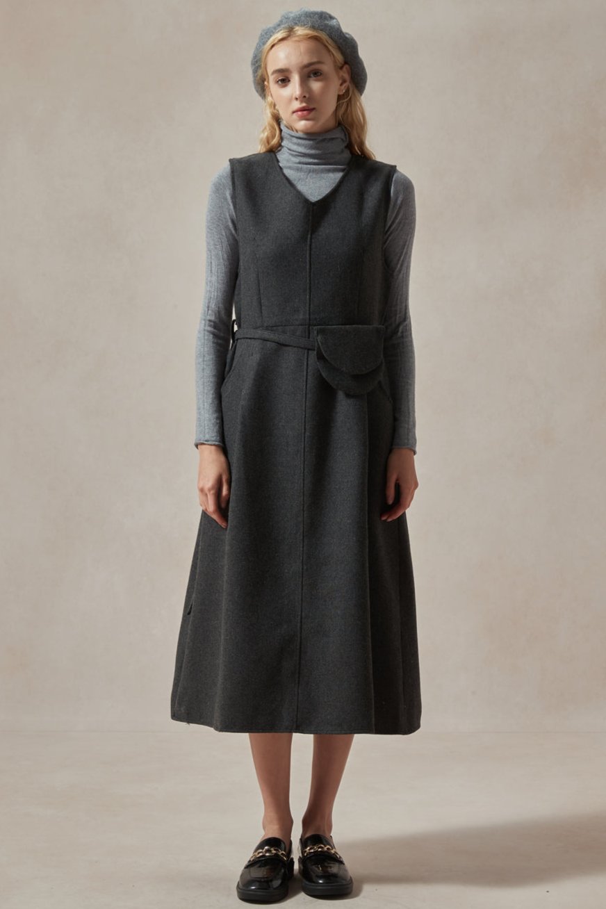 Noir Academia Wrap Dress - Gray main image 0